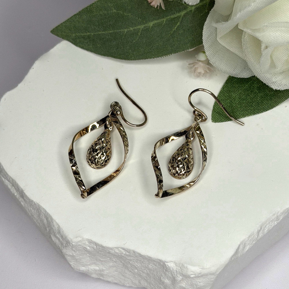 925 Sterling Silver Open Teardrop Design Charm Inside Earrings